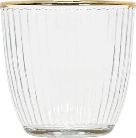 Prążkowana szklanka ze złotym brzegiem, 295 ml