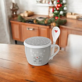Świąteczny kubek jumbo z pokrywką i łyżeczką LOVELIES, 600 ml