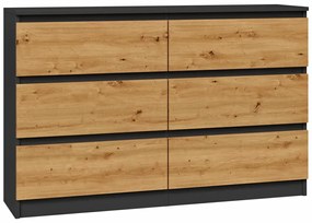 Podwójna komoda z szufladami antracyt + dąb artisan - Berta 120 cm