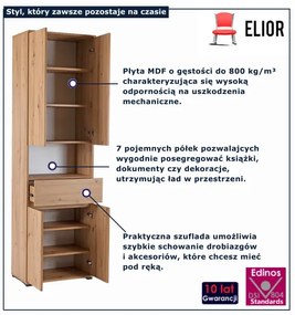 Zamykany regał słupek 60 cm dab artisan L5-A28