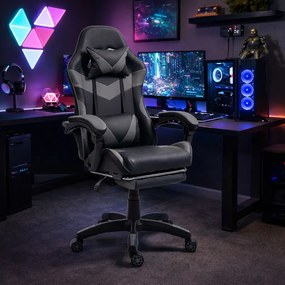 Fotel gamingowy z podnóżkiem Raxor, kolor czarno-szary