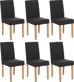 Krzesło do jadalni Littau (zestaw 6 sztuk),  tkanina, czarny, jasne nogi