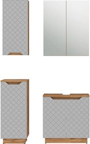 Zestaw mebli łazienkowych dąb/szary ze strukturą płytek 59.8x32x62.1 lotta