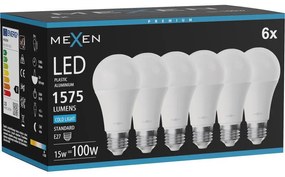 Mexen Nova 6x żarówka LED E27, A60, 15W, Zimna - 6500K, 1575 lm - L100-E27-1565-01x06