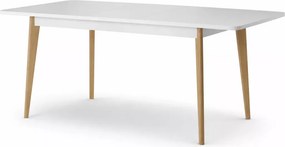 Stół Bliwon rozkładany 140-180x80 cm skandynawski biały/dąb riviera nowoczesny do jadalni