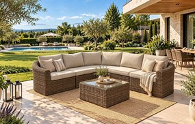 Modułowy narożnik rattanowy BORNEO LUXURY (brązowy)