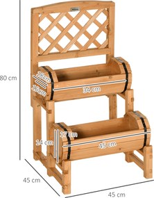 Outsunny Podniesiona Skrzynka na Kwiaty z Kratą Rustykalny Styl Żółta Drewniana do Ogrodu 45x45x80cm | Aosom PL