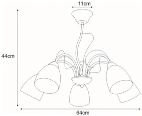 Klasyczny żyrandol z 5 szklanymi kloszami - S121 Saba 4X