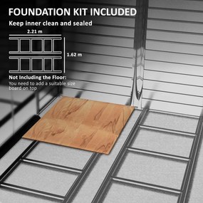Outsunny Szopa na narzędzia metalowa, odporna na warunki atmosferyczne i rdzę, zamykana, 2,40 x 2,06 x 1,98 m, teka