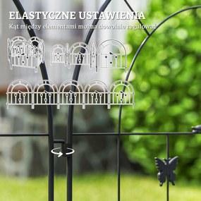 Outsunny Ogrodzenie Ogrodowe z Stali 300 cm x 70 cm, Dekoracyjny Zestaw Paneli Ogrodzeniowych Czarne