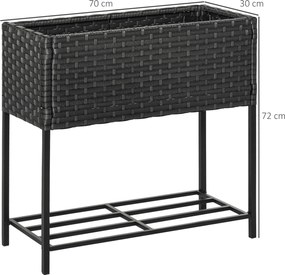 Outsunny Wysoka Rabata Donica Skrzynia na Kwiaty z Półką Ratan Brązowy Praktyczny i Dekoracyjny Element | Aosom PL