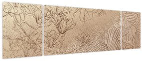 Obraz - Rysowane kwiaty (170x50 cm)