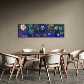 Obraz ciemnoniebieskich kwiatów (170x50 cm)