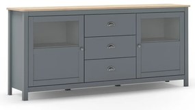 Szarozielona komoda z litego drewna sosnowego 180x80x40 cm Misti – Marckeric
