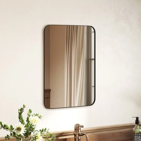 HOMCOM lustro łazienkowe lustro ścienne folia antyrozbiciowa metalowa rama łazienka 50 x 70 cm czarny