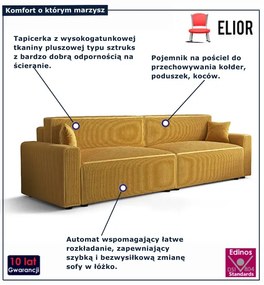 Musztardowa sztruksowa sofa z funkcją spania G3-D78