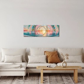 Obraz – Mozaika zachodzącego słońca (z zegarem) (90x30 cm)