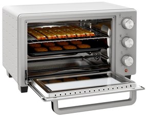 HOMCOM Minipiekarnik 21L, 3 Tryby Gotowania, 100°C-230°C, Ruszt & Blacha, Stal Nierdzewna/Szkło, Srebrny