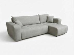 Jasnoszara rozkładana narożna sofa SORELA, dwustronna + 2 poduszki GRATIS