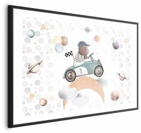 Plakat Miś w wyścigówce 42x29,7 cm z ramą czarną z marginesem ARTGEIST B