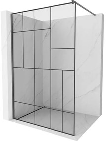 Mexen Kioto ścianka prysznicowa Walk-in 70 x 200 cm, czarny wzór 8 mm, gun gray szczotkowany - 800-070-101-66-78