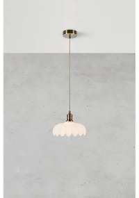 Lampa wisząca w biało-mosiężnym kolorze ze szklanym kloszem ø 25,5 cm Kurage – Markslöjd