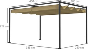 Outsunny Pergola, Solidna Ochrona Przed Słońcem dla Ogrodu, Balkonu, Tarasu, z Metalu i Tworzywa, UV- i Wodooporna, Khaki
