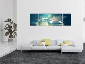 Obraz samochodu wykonany z geometrycznych kształtów (170x50 cm)