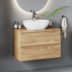 Zestaw do Łazienki 80cm Szafka z Blatem Dąb Olejowany Etna