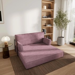 Masseno Sofa piankowa LADIA z funkcją spania, Kanapa z pianki do salonu, Bezmontażowa, Tkanina sztruksowa – Wrzosowy POSO 130