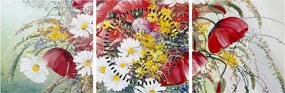Obraz wazonu z dzikimi kwiatami (z zegarem) (90x30 cm)