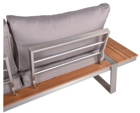 Beżowy metalowy zestaw mebli ogrodowych dla 6 osób Aurea – Garden Pleasure