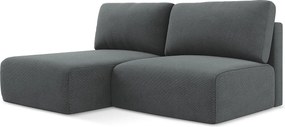 Otwarty Lewy narożnik z funkcją spania - z tkaniny strukturalnej - szary - KONA
