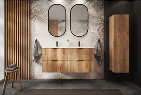 Szafka łazienkowa ryflowana FLOW 120 cm dąb craft złoty