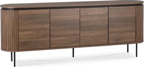 Komoda do Salonu BECK 200 cm Orzech Czterodrzwiowa Ryflowana Nowoczesna