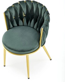 Krzesło z plecionym oparciem K517 na złotych nogach