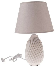 Szara lampa stołowa z tekstylnym kloszem (wysokość 38 cm) – Dakls