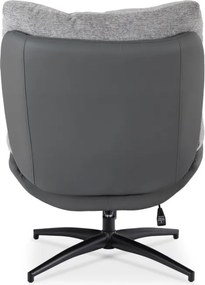 Fotel Wypoczynkowy Obrotowy FREMONT z Podnóżkiem Szary/Czarny Nowoczesny