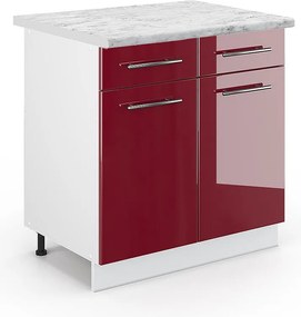 Szafka dolna do kuchni bordowa czerwień wysoki połysk 80x60x82 fame-line