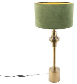 Lampa stołowa art deco z abażurem z weluru zielonym 35 cm - Diverso ArtDeco Oswietlenie wewnetrzne