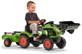 Falk traktor claas z przyczepą i łyżką na pedały