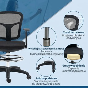 Vinsetto Krzesło do Rysowania Ergonomiczne Obrotowe Regulacja Wysokości Czarne | Aosom PL