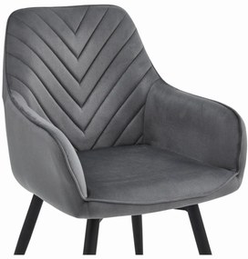 Obrotowe krzesło jadalniane NANA360 VELVET, ciemnoszare