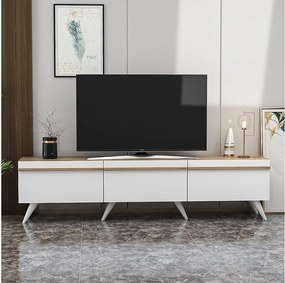 Stojak pod TV – 180 cm x 42 cm x 35 cm – Biały – Płyta wiórowa pokryta melaminą