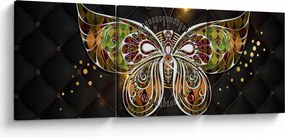 Obraz - Magiczny motyl (z zegarem) (90x30 cm)
