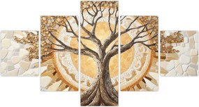 Obraz – Złote drzewo życia w mozaice (125x70 cm)
