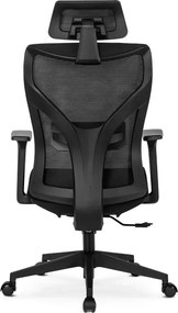 Fotel Biurowy Ergonomiczny Obrotowy SPIRAL Czarny z Zagłówkiem do Pracy