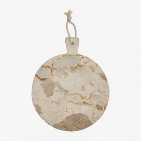Okrągła Taca Do Serwowania Ø20 Cm Z Marmuru Calven Naturalne Kolory Marmuru - Sklum