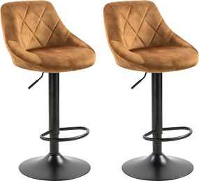 Zestaw 2 krzeseł barowych z regulacją wysokości - materiał i metal - ciemnożółty - TRACER