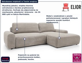 Sztruksowa kanapa narożna rozkładana taupe N0-D86